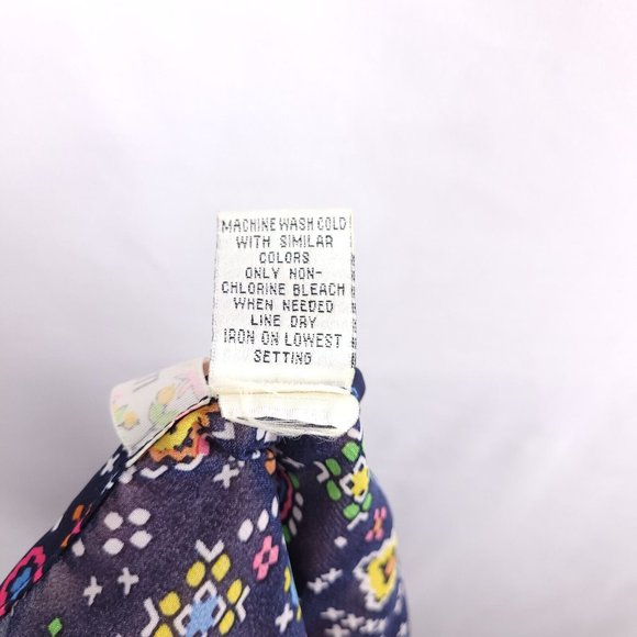 Mimi Chica Women's Multi-Colored Geometric Pattern Tie Up Blue Blouse Size Small - Picture 6 of 6